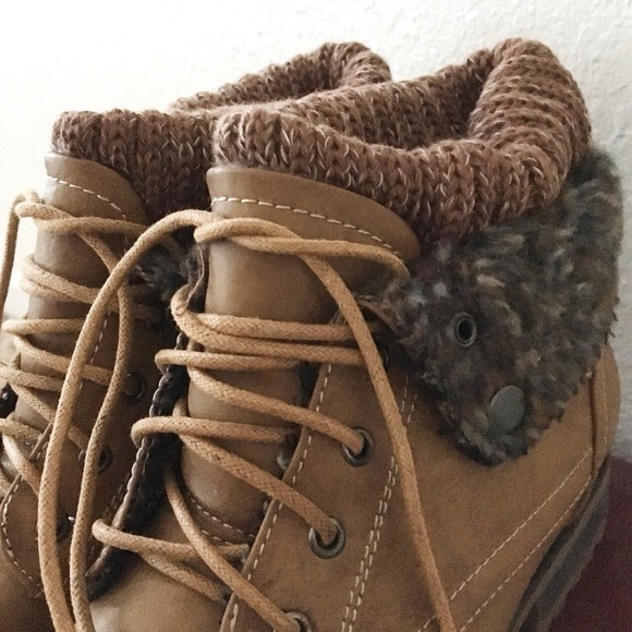 Taupe/Brown/Khaki Knot Combat Ankle Boots - Picture 4 of 4